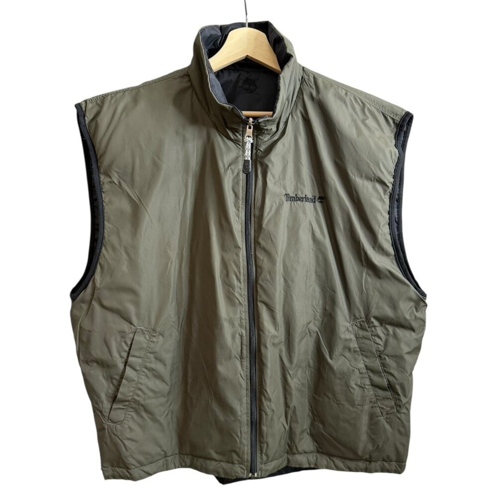 Vintage Timberland Mens Down Fill Reversible Puffer Vest Green‎ XL Outdoors